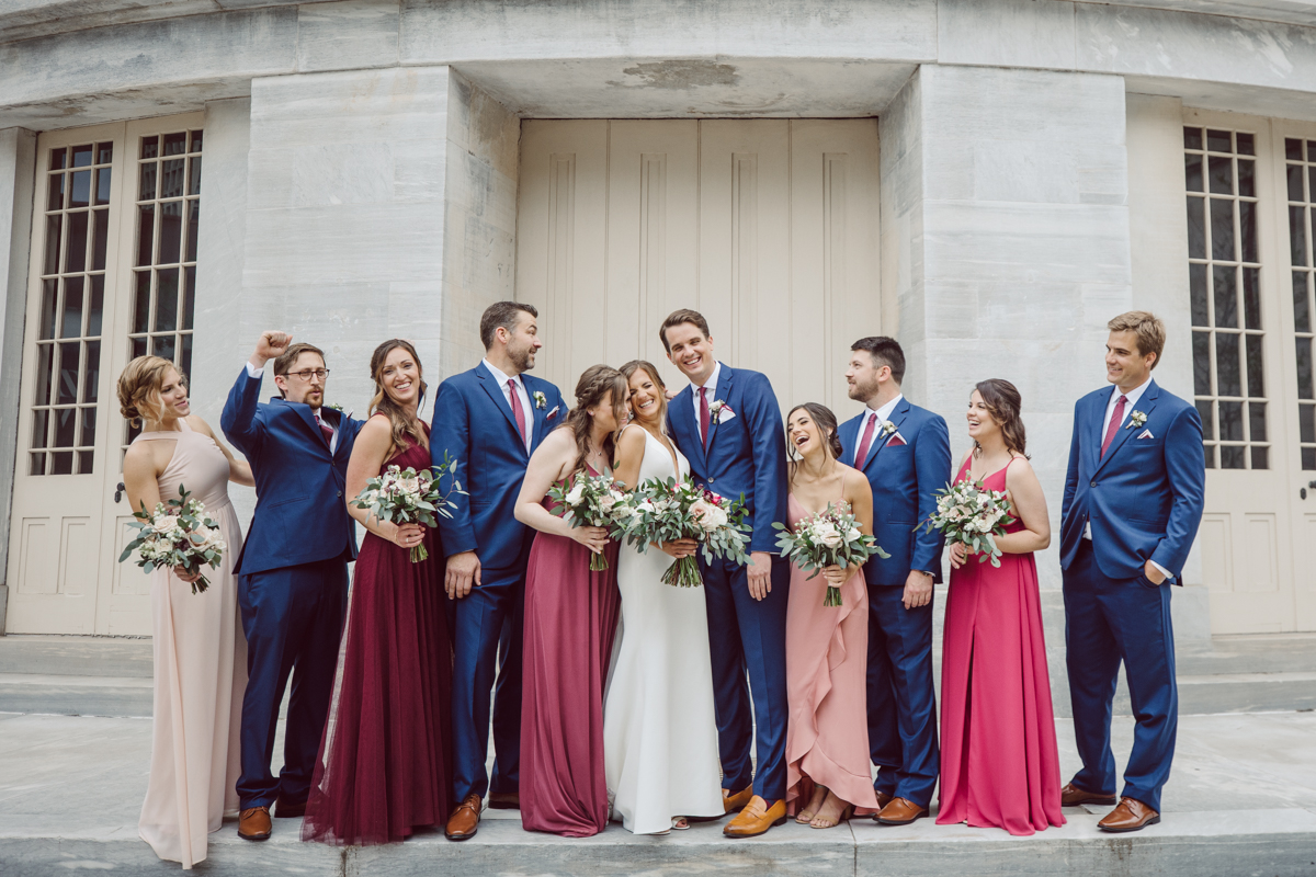 Lisa and Jon each got ready downtown Philly. Lisa at Philadelphia Marriott Old City and Jon at an airbnb on Ludlow Street Philly. Lisa and Jon got photo permit to all the gardens and landmarks near Union Trust. First look at 18th Century Garden then wedding photos at Rose Garden, Merchants Exchange Building, Front steps of First Bank and final photos in front of City Hall. Then we headed back to Union Trust to get Lisa and Jon married then to party like rock stars! Lisa and Jon's Union Trust Philadelphia wedding captured by Hey Karis is NY, NJ, Brooklyn, Hudson Valley and Catskills Wedding and Elopement Photographer.